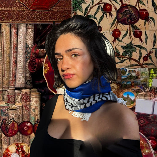 Cobalt Blue Satin Handmade Keffiyeh