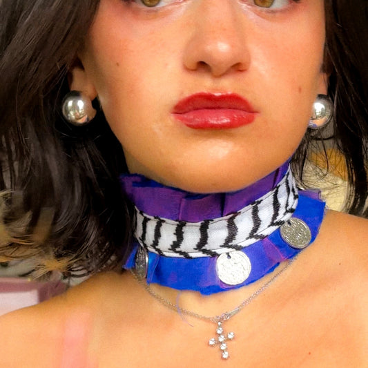 Iridescent Purple - Statement Necklace with Coins