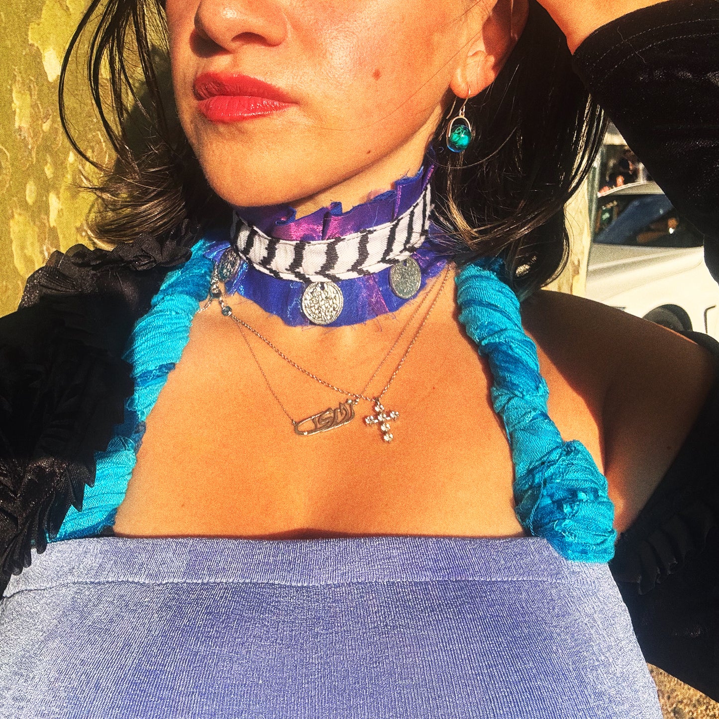 Iridescent Purple - Statement Necklace with Coins