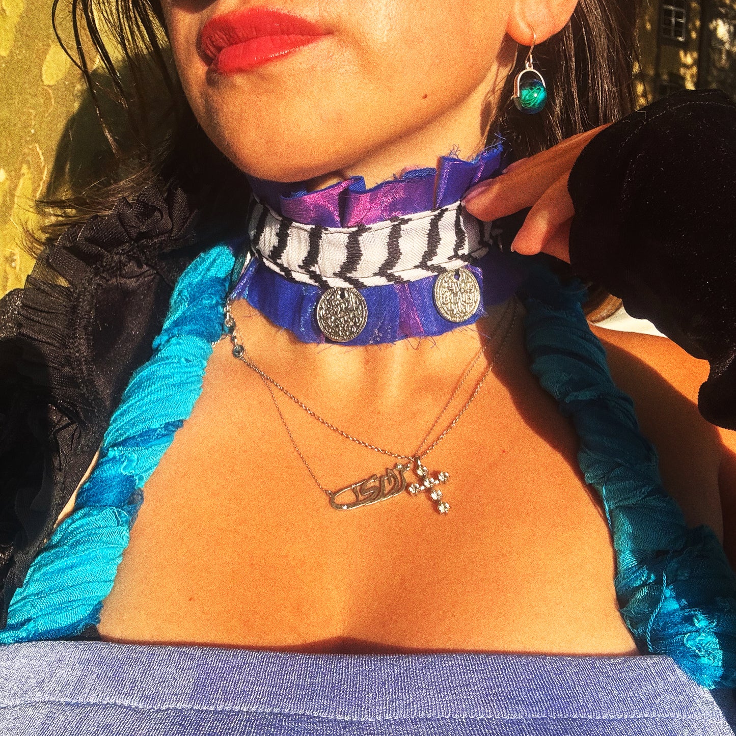 Iridescent Purple - Statement Necklace with Coins