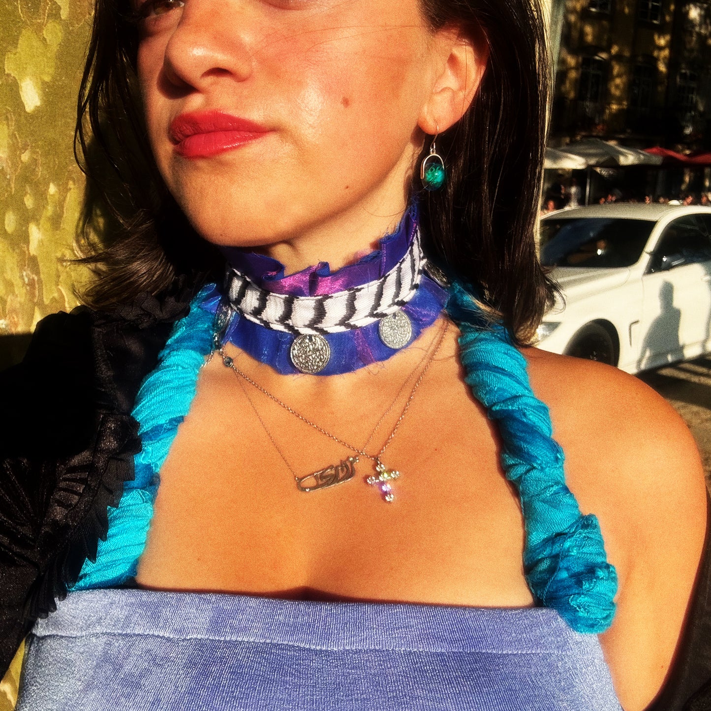 Iridescent Purple - Statement Necklace with Coins