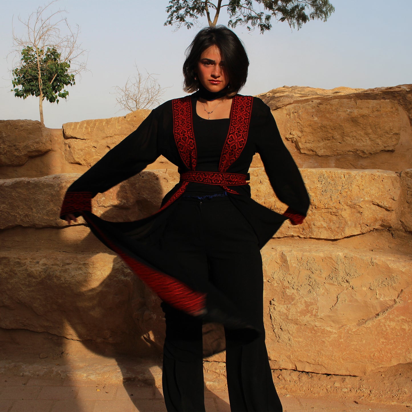 Black Tatreez-Lined Coverup