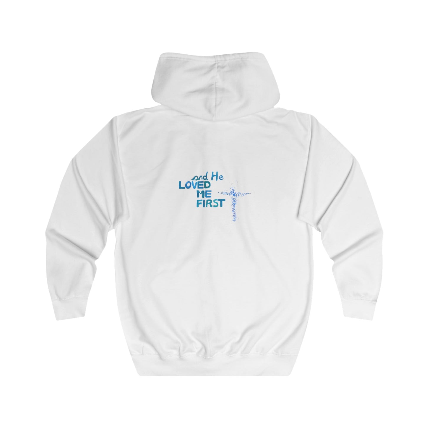 He Loved Me First ✞ Zip-Up Hoodie – Black & White