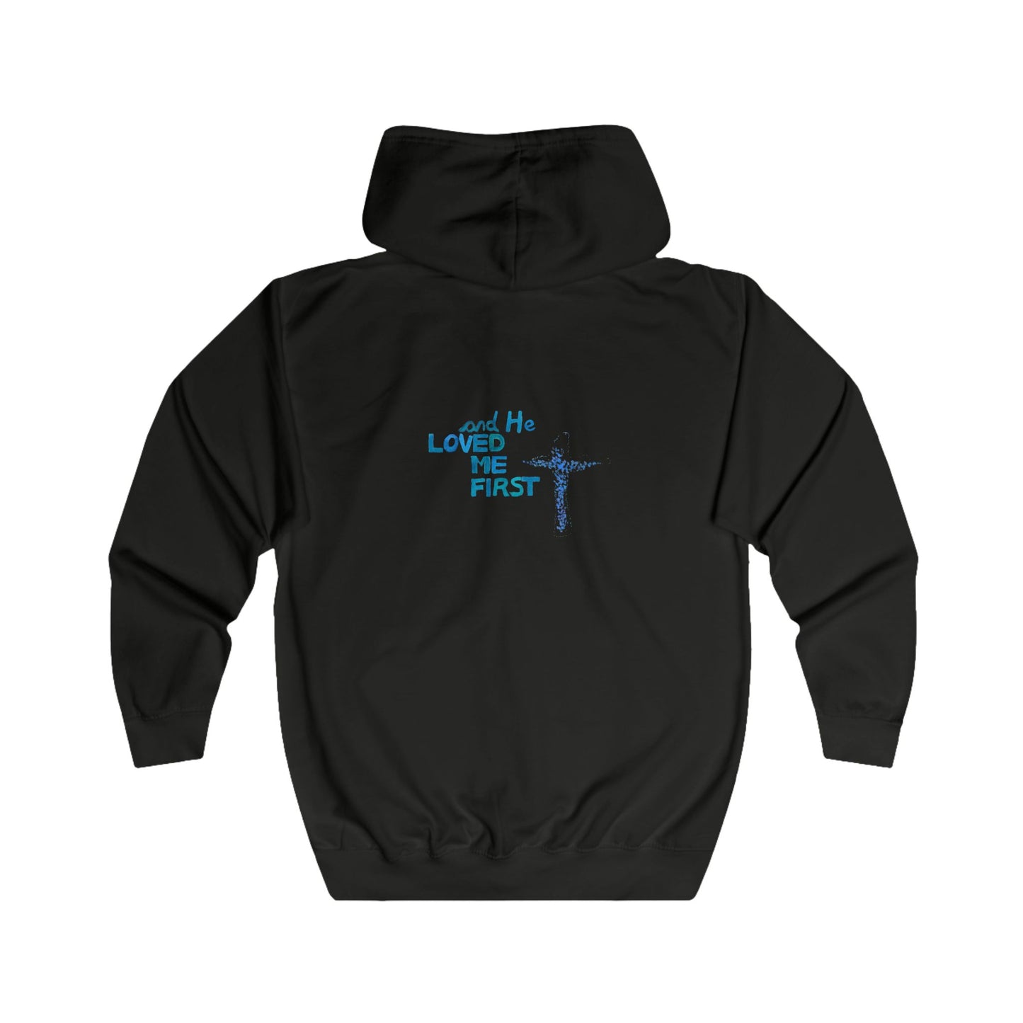 He Loved Me First ✞ Zip-Up Hoodie – Black & White