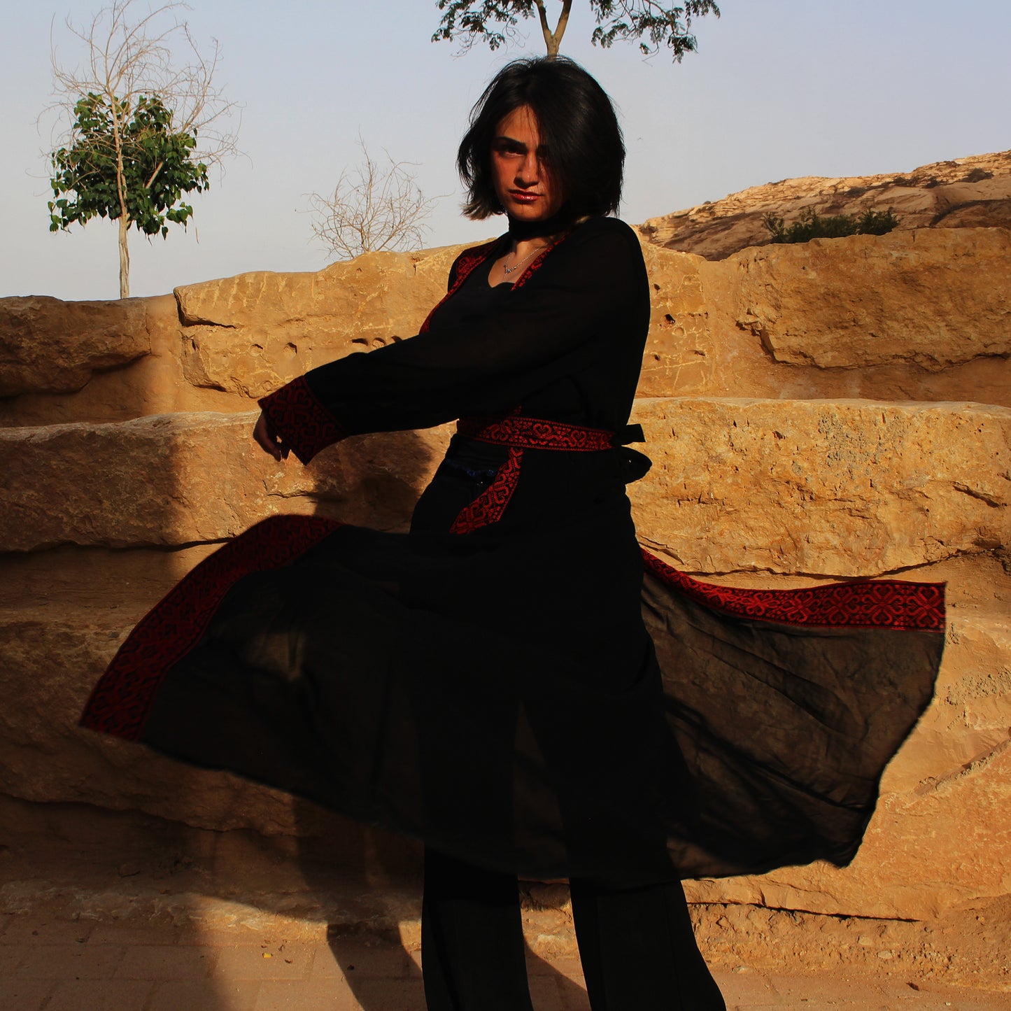 Black Tatreez-Lined Coverup